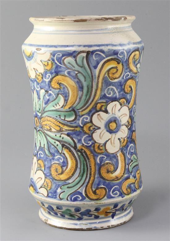 A Montelupo maiolica albarello, 18th century, 27.5cm